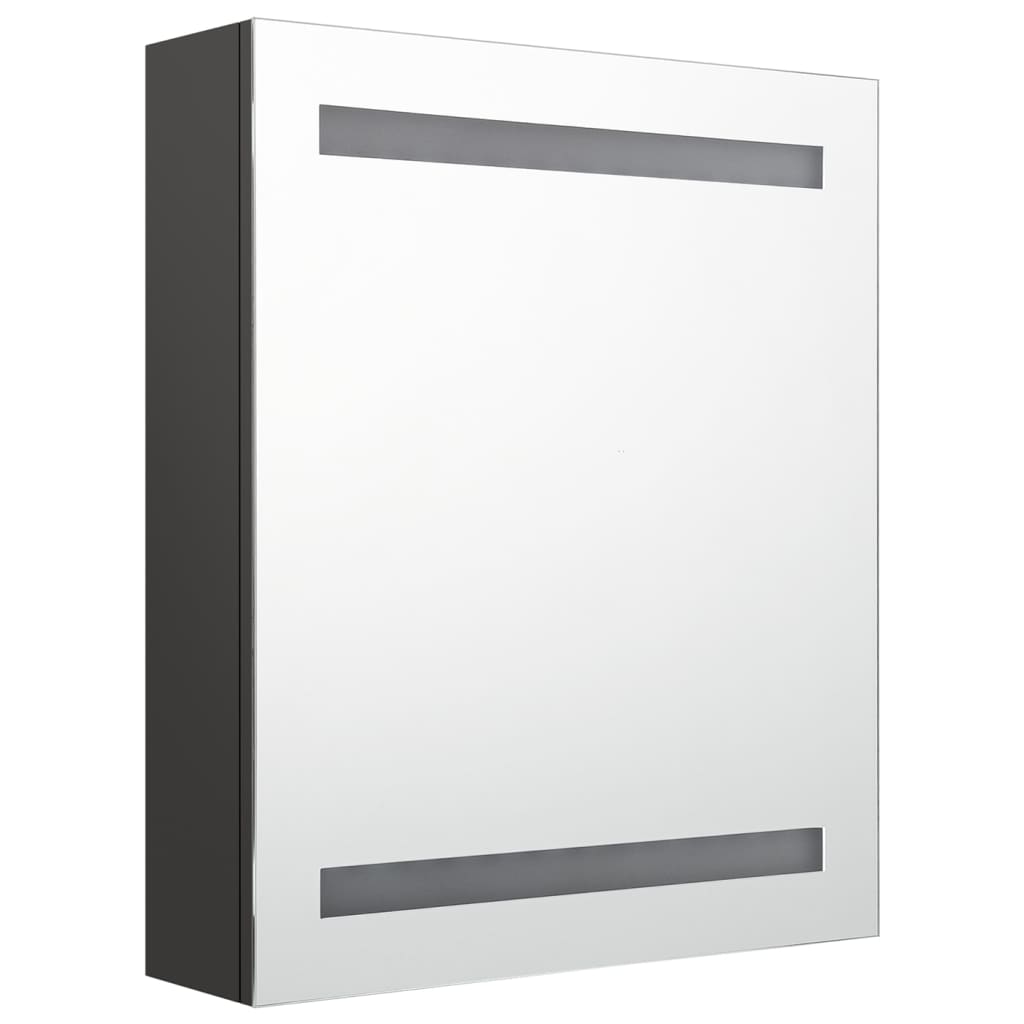 antracitszürke LED-es tükrös fürdőszobaszekrény 50 x 14 x 60 cm