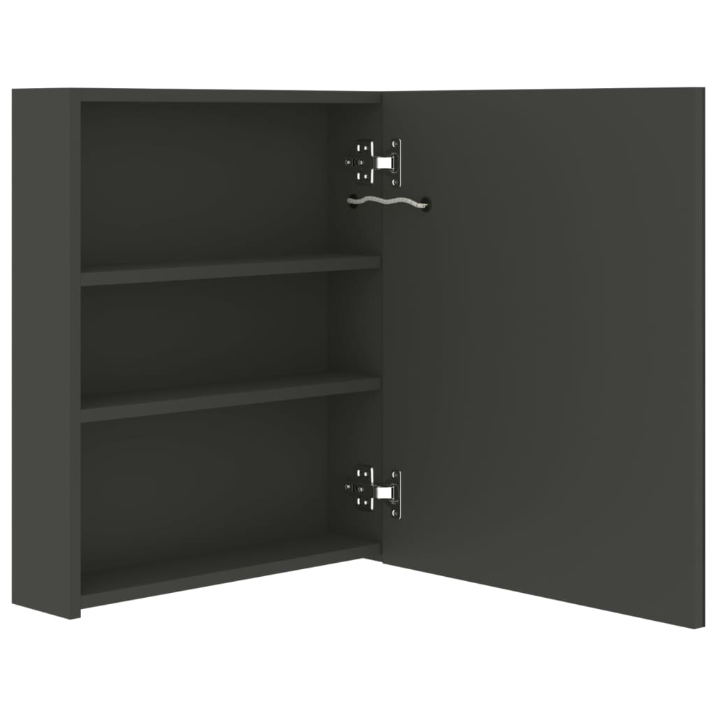 antracitszürke LED-es tükrös fürdőszobaszekrény 50 x 14 x 60 cm