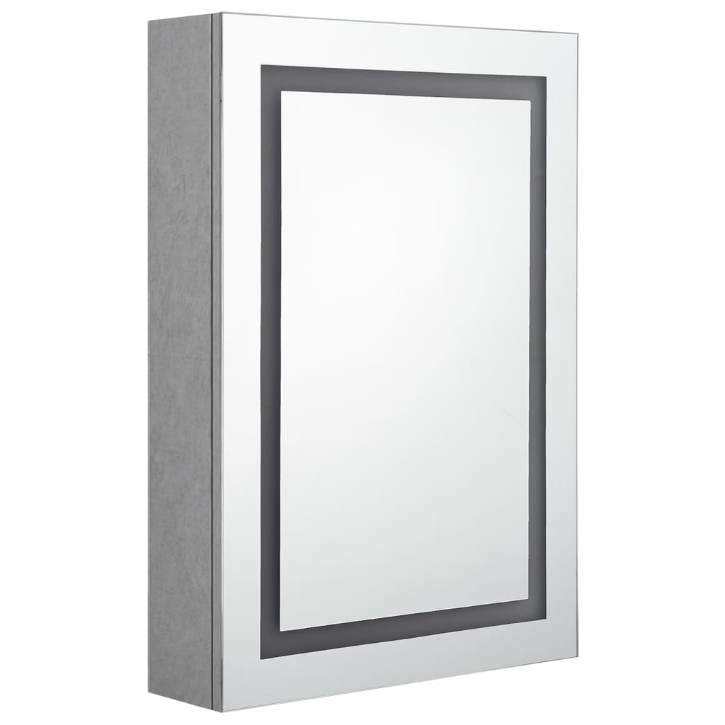 betonszürke LED-es tükrös fürdőszobaszekrény 50 x 13 x 70 cm