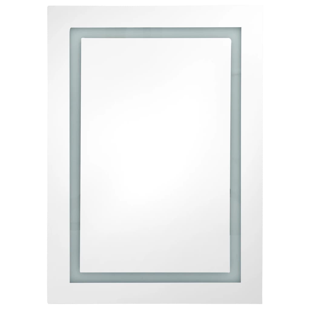 fényes szürke LED-es tükrös fürdőszobaszekrény 50 x 13 x 70 cm