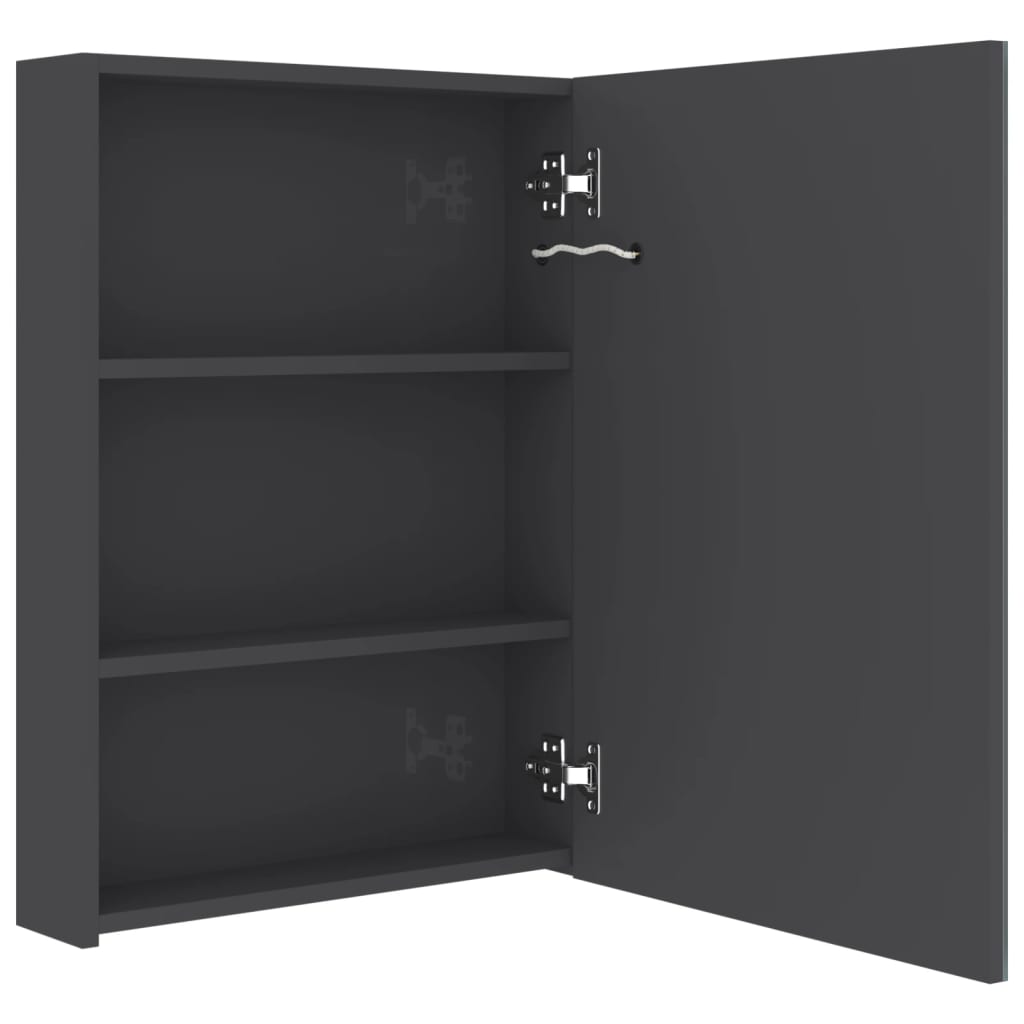 fényes szürke LED-es tükrös fürdőszobaszekrény 50 x 13 x 70 cm
