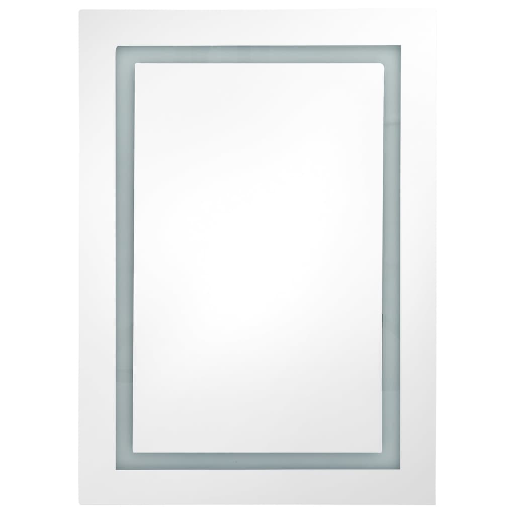 fehér-tölgyszínű LED-es tükrös fürdőszobaszekrény 50x13x70 cm