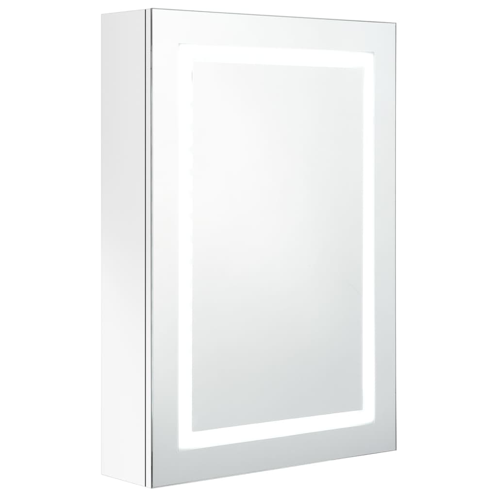 fényes fehér LED-es tükrös fürdőszobaszekrény 50 x 13 x 70 cm