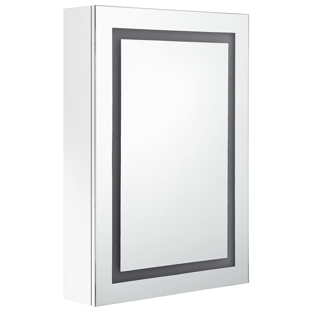 fényes fehér LED-es tükrös fürdőszobaszekrény 50 x 13 x 70 cm