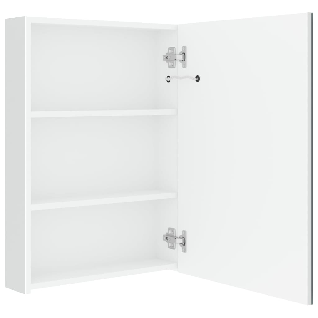 fényes fehér LED-es tükrös fürdőszobaszekrény 50 x 13 x 70 cm