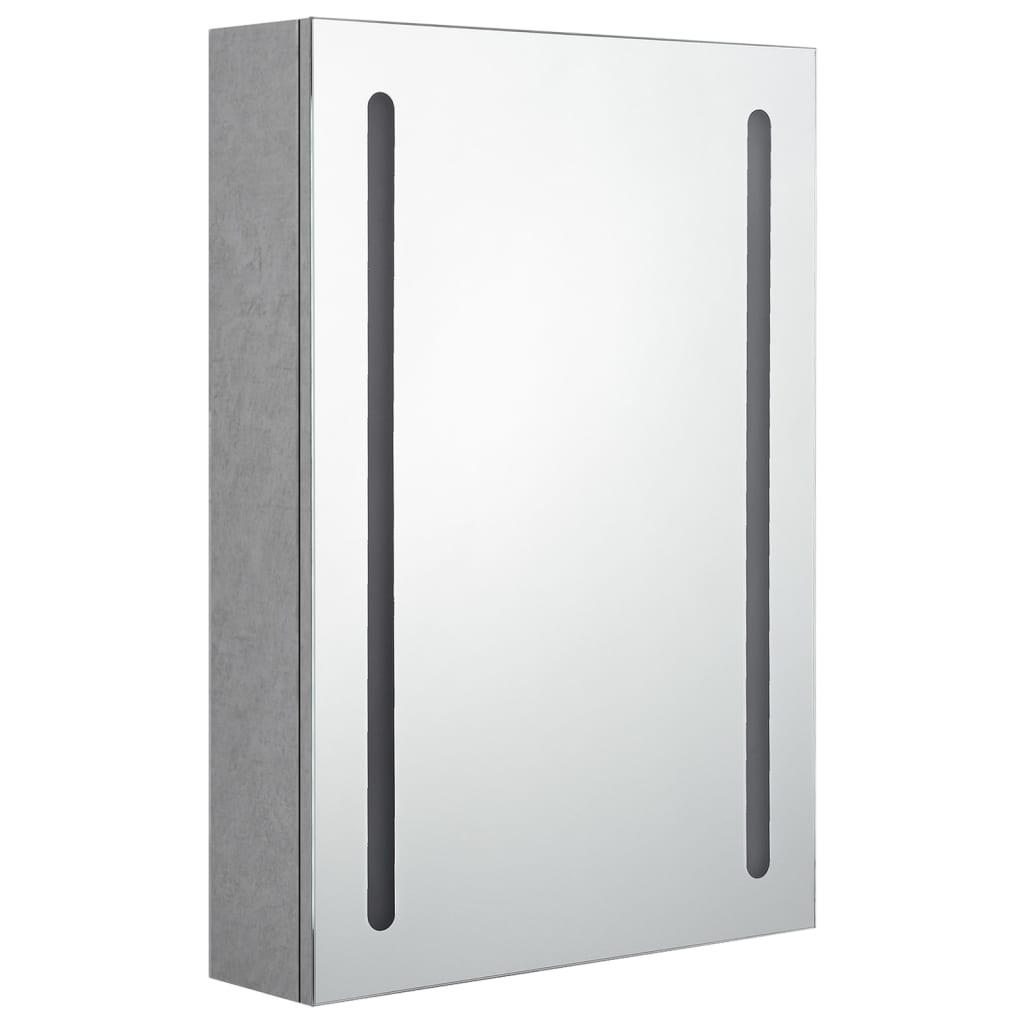 betonszürke LED-es tükrös fürdőszobaszekrény 50 x 13 x 70 cm