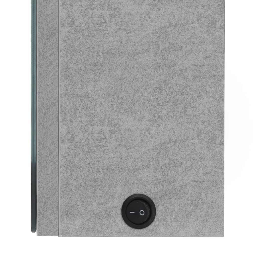 betonszürke LED-es tükrös fürdőszobaszekrény 50 x 13 x 70 cm