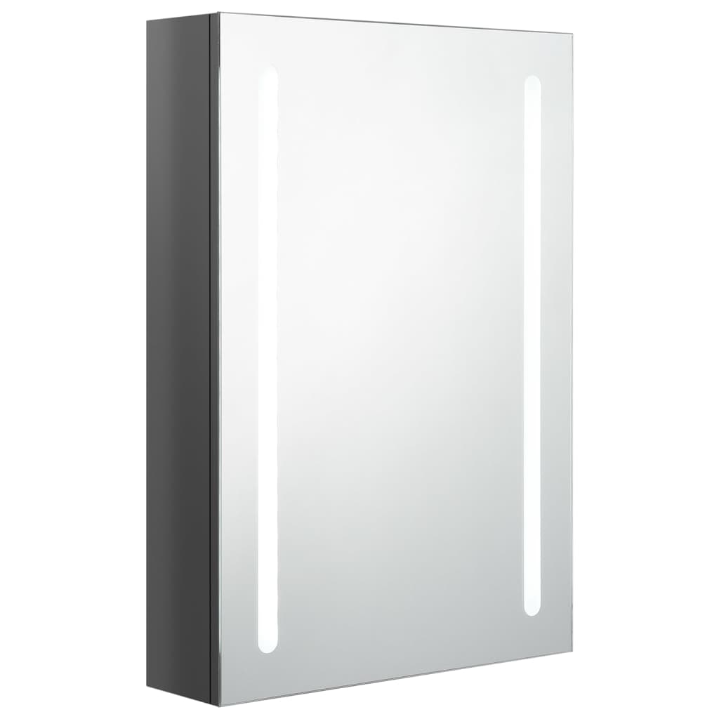 fényes szürke LED-es tükrös fürdőszobaszekrény 50 x 13 x 70 cm