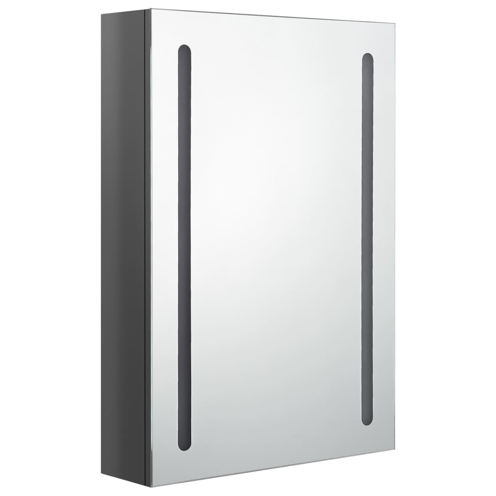 fényes szürke LED-es tükrös fürdőszobaszekrény 50 x 13 x 70 cm