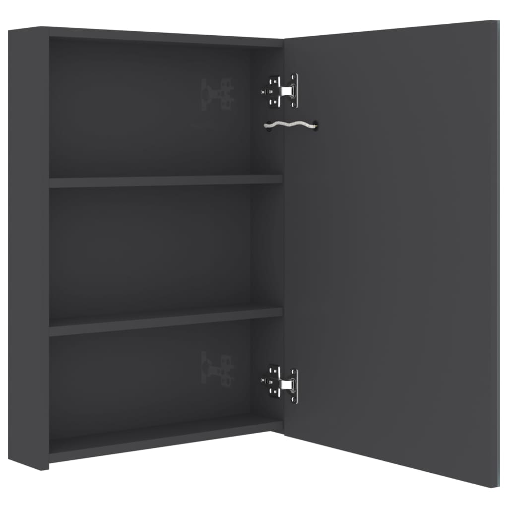 fényes szürke LED-es tükrös fürdőszobaszekrény 50 x 13 x 70 cm