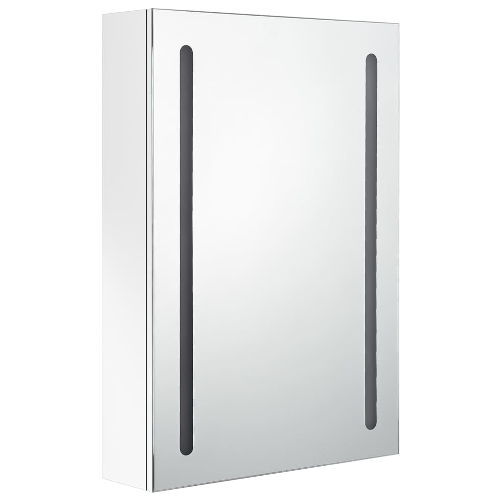 fényes fehér LED-es tükrös fürdőszobaszekrény 50 x 13 x 70 cm