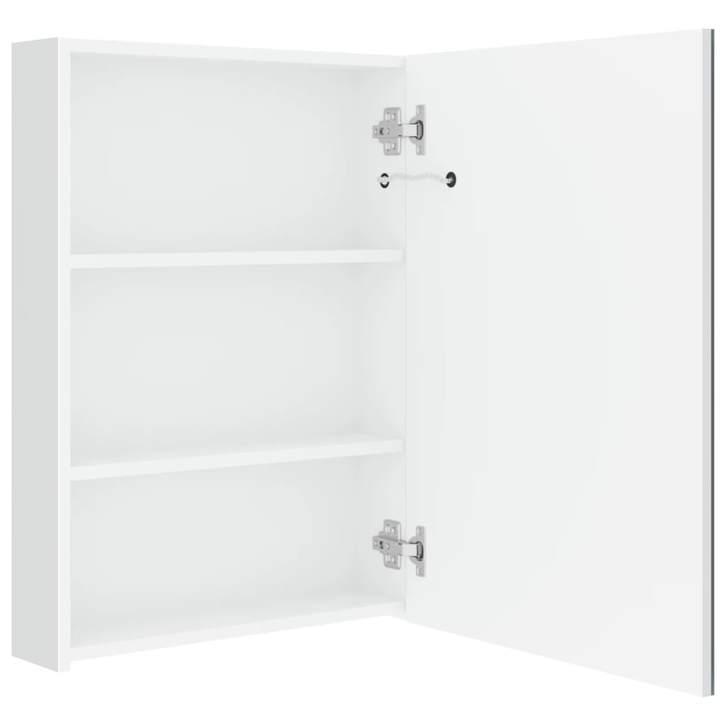 fényes fehér LED-es tükrös fürdőszobaszekrény 50 x 13 x 70 cm