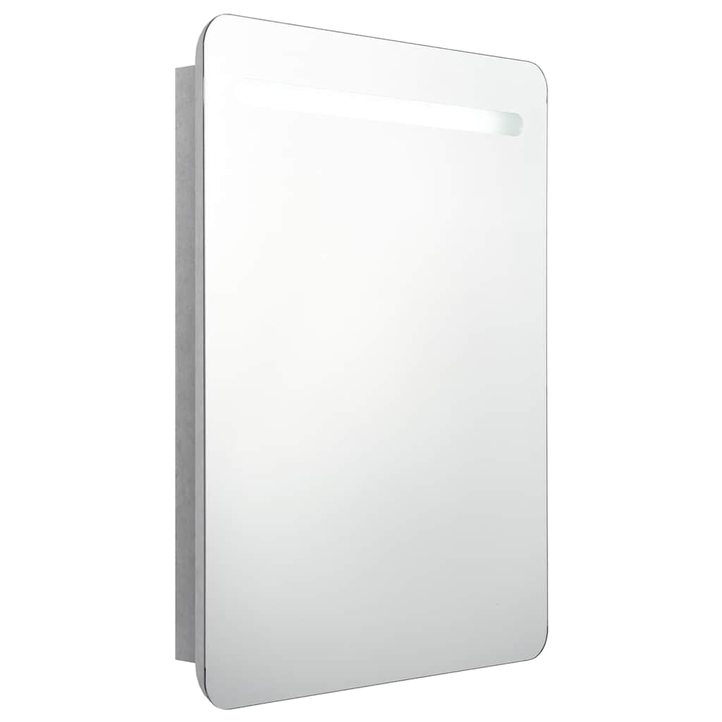 betonszürke LED-es tükrös fürdőszobaszekrény 60 x 11 x 80 cm