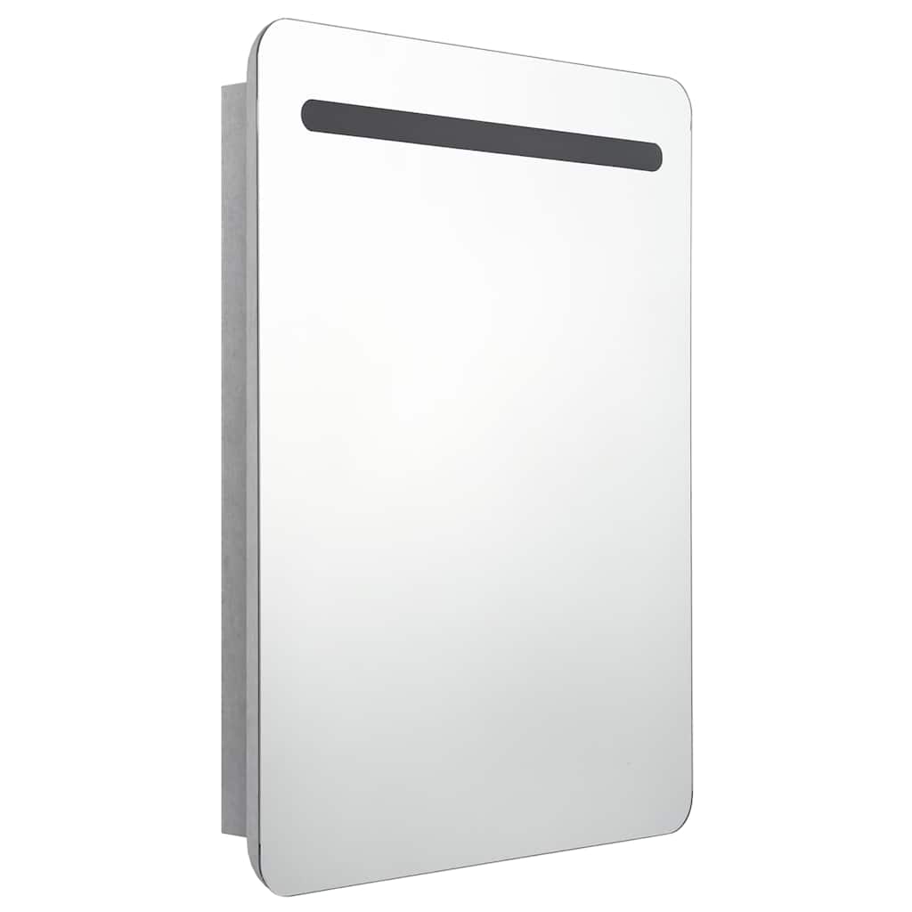 betonszürke LED-es tükrös fürdőszobaszekrény 60 x 11 x 80 cm