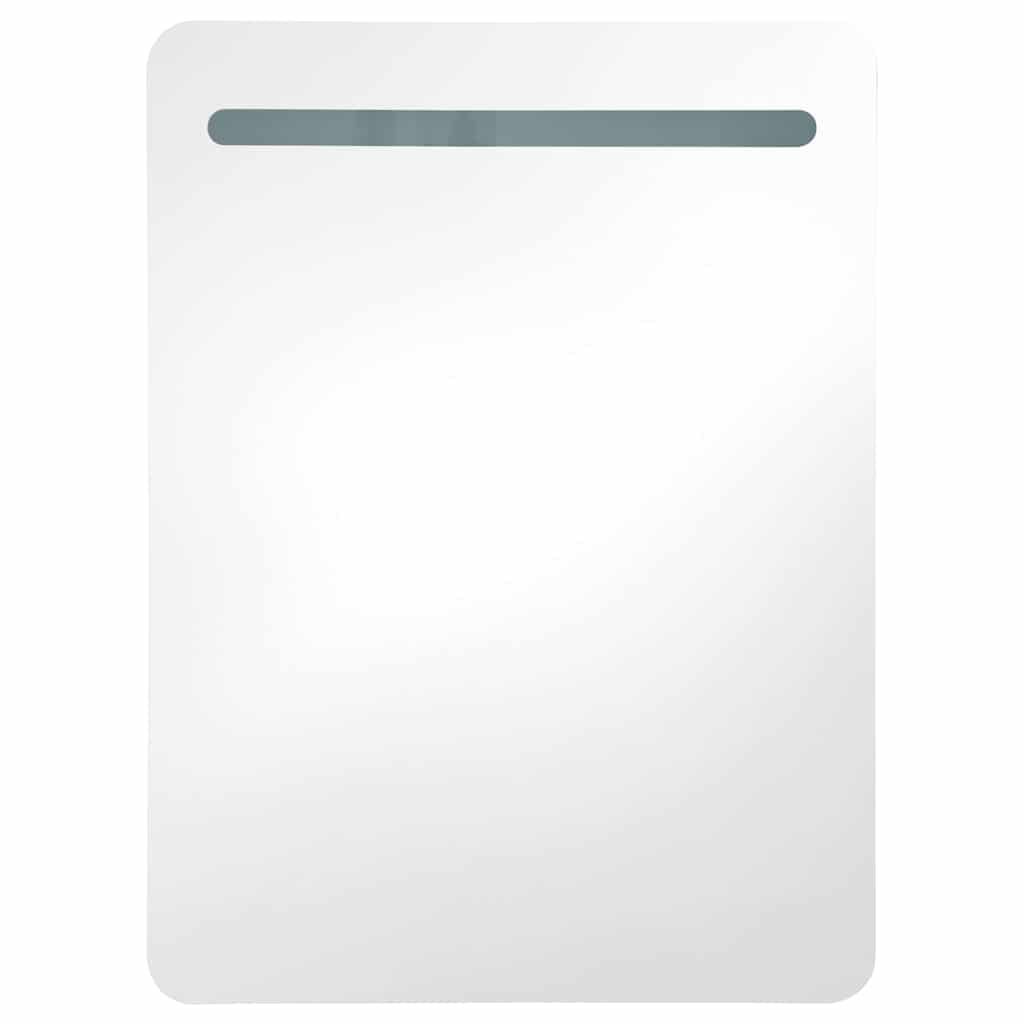 betonszürke LED-es tükrös fürdőszobaszekrény 60 x 11 x 80 cm