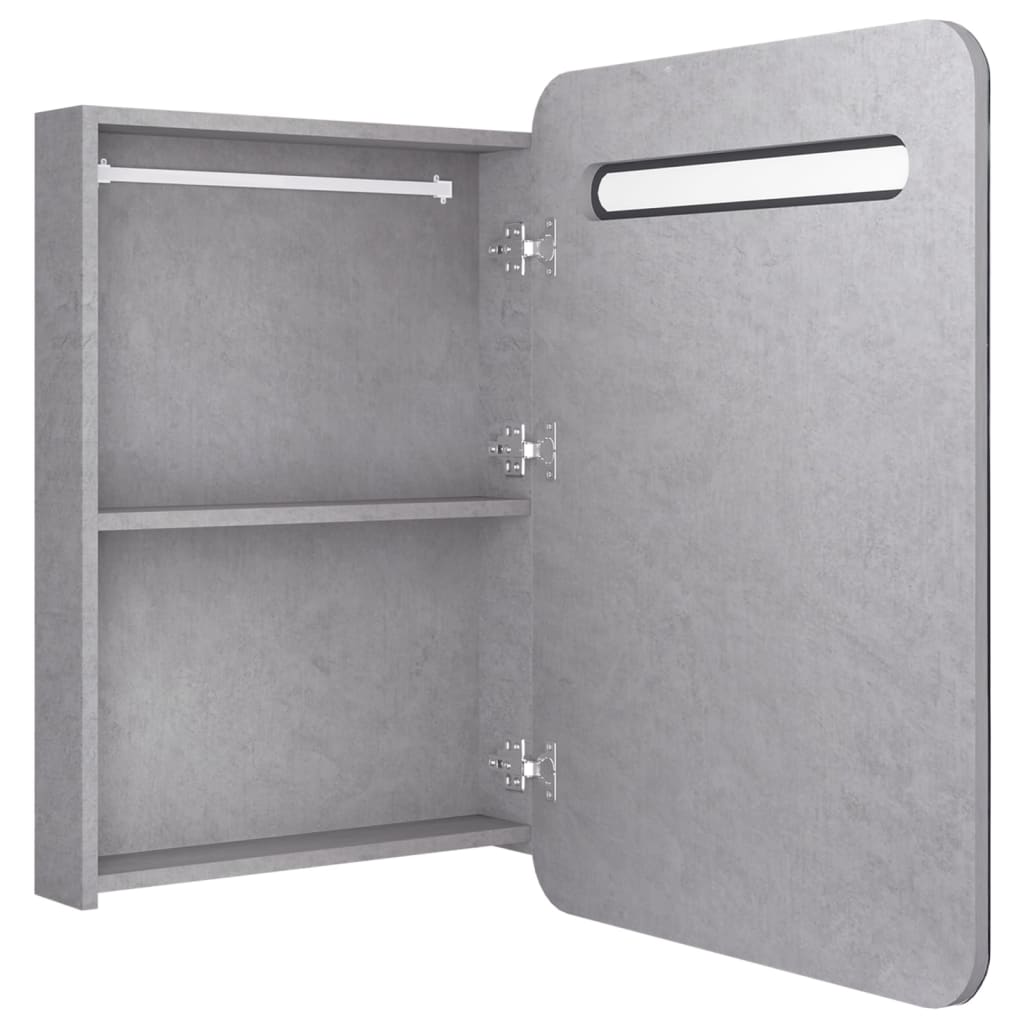 betonszürke LED-es tükrös fürdőszobaszekrény 60 x 11 x 80 cm