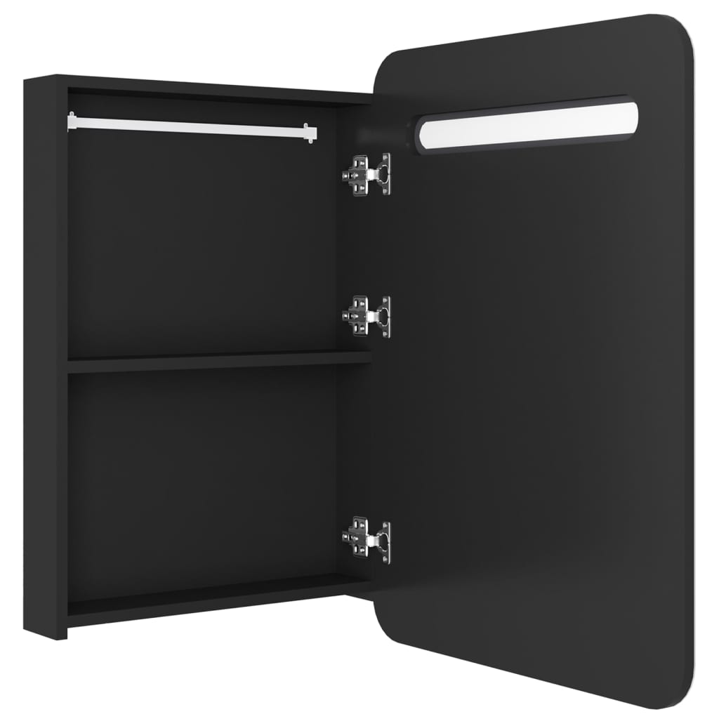 fekete LED-es tükrös fürdőszobaszekrény 60 x 11 x 80 cm