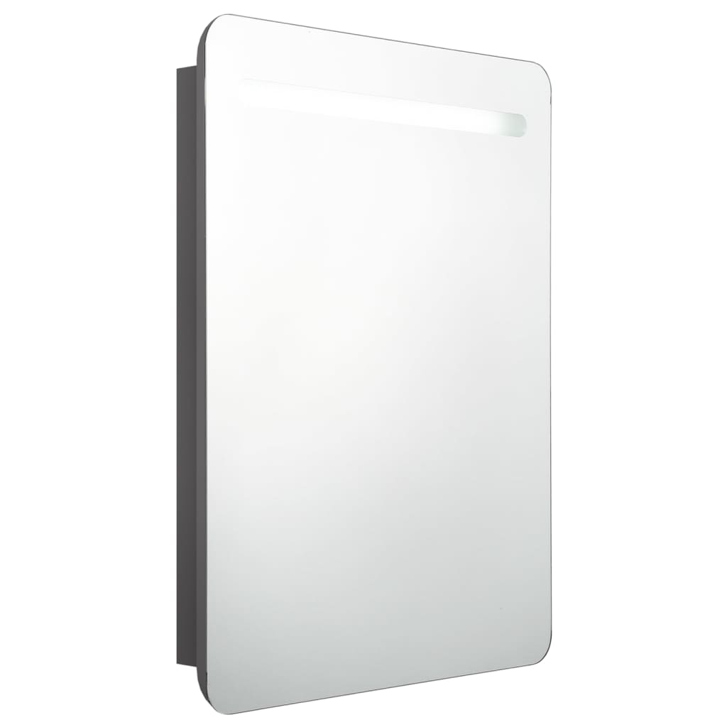 szürke LED-es tükrös fürdőszobaszekrény 60 x 11 x 80 cm