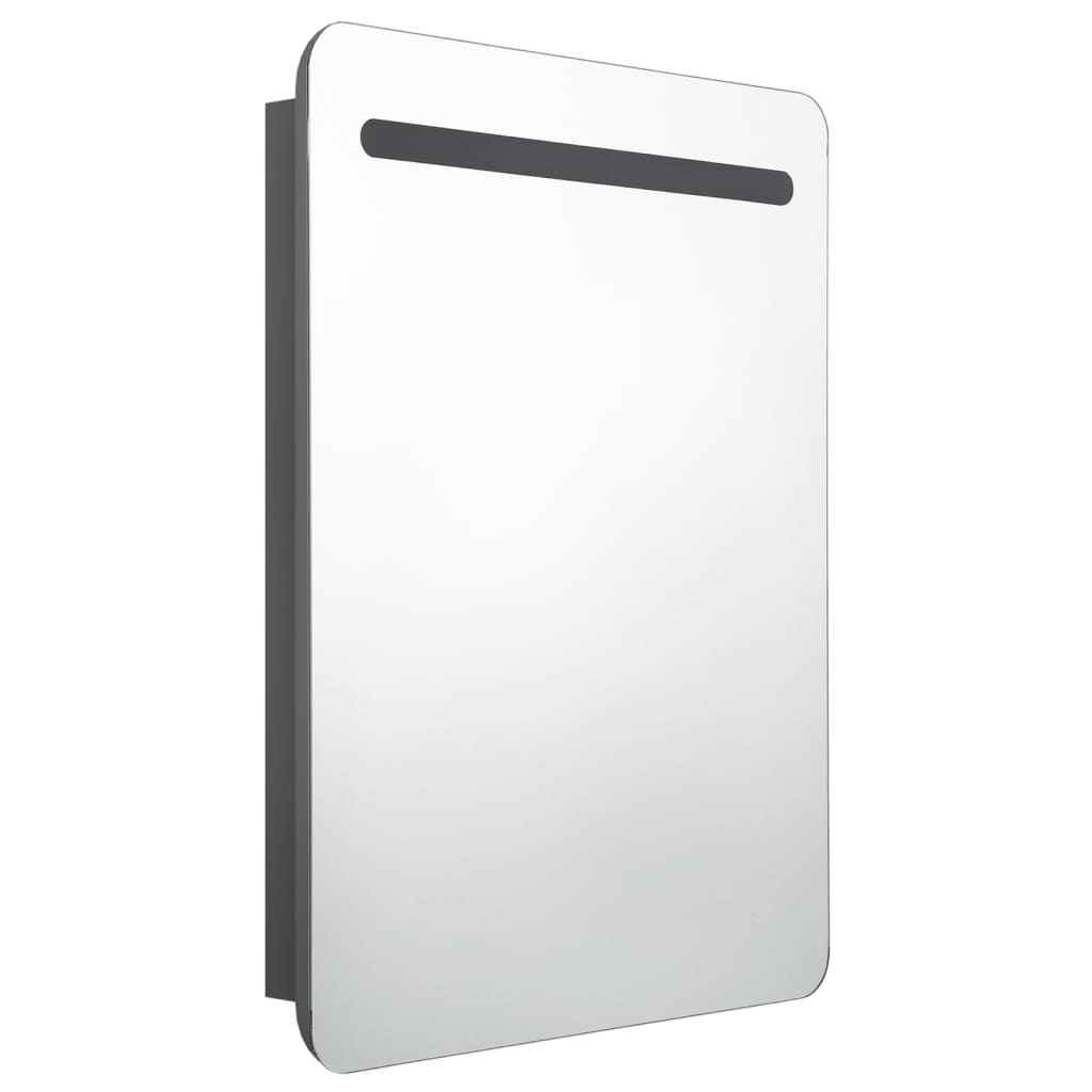 szürke LED-es tükrös fürdőszobaszekrény 60 x 11 x 80 cm