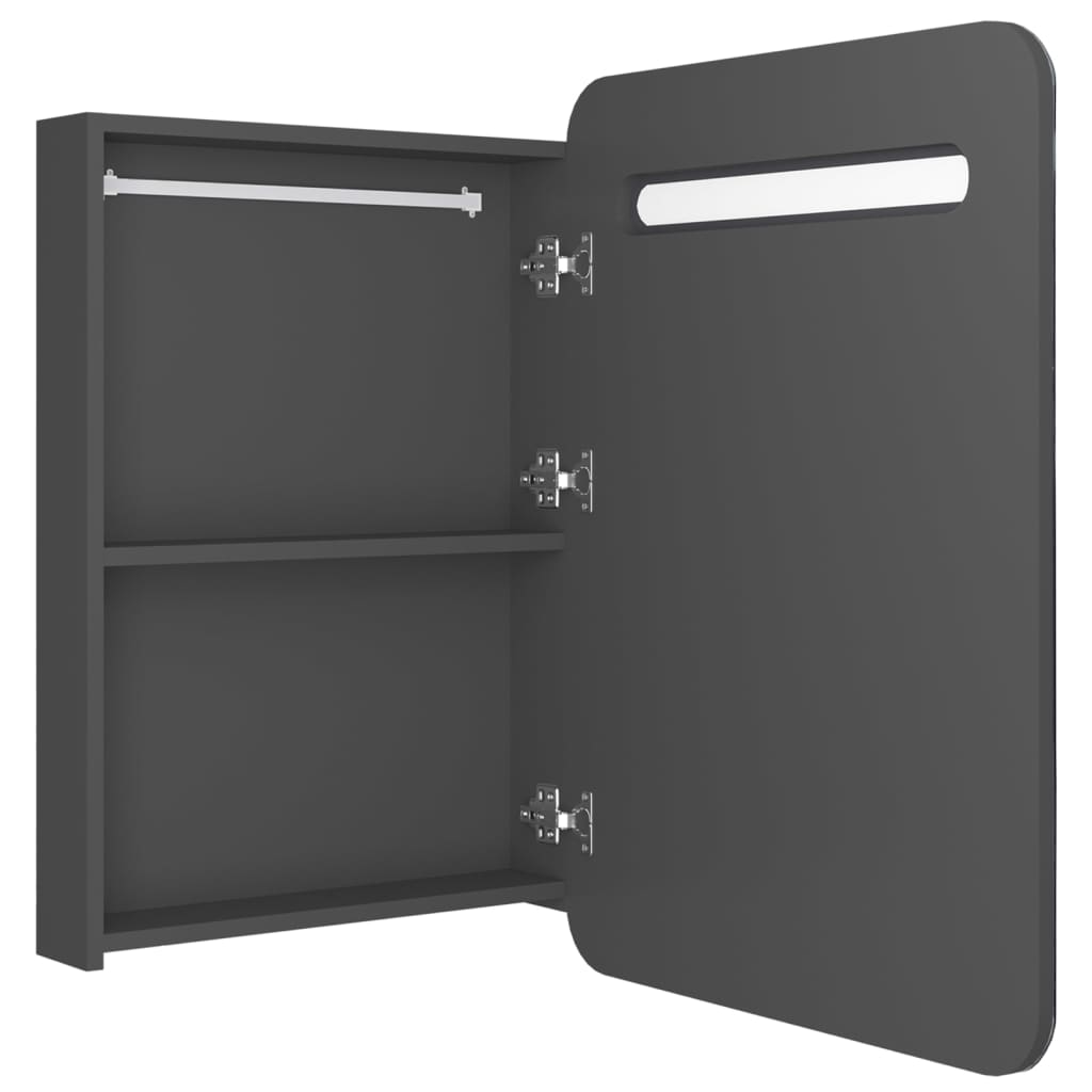 szürke LED-es tükrös fürdőszobaszekrény 60 x 11 x 80 cm