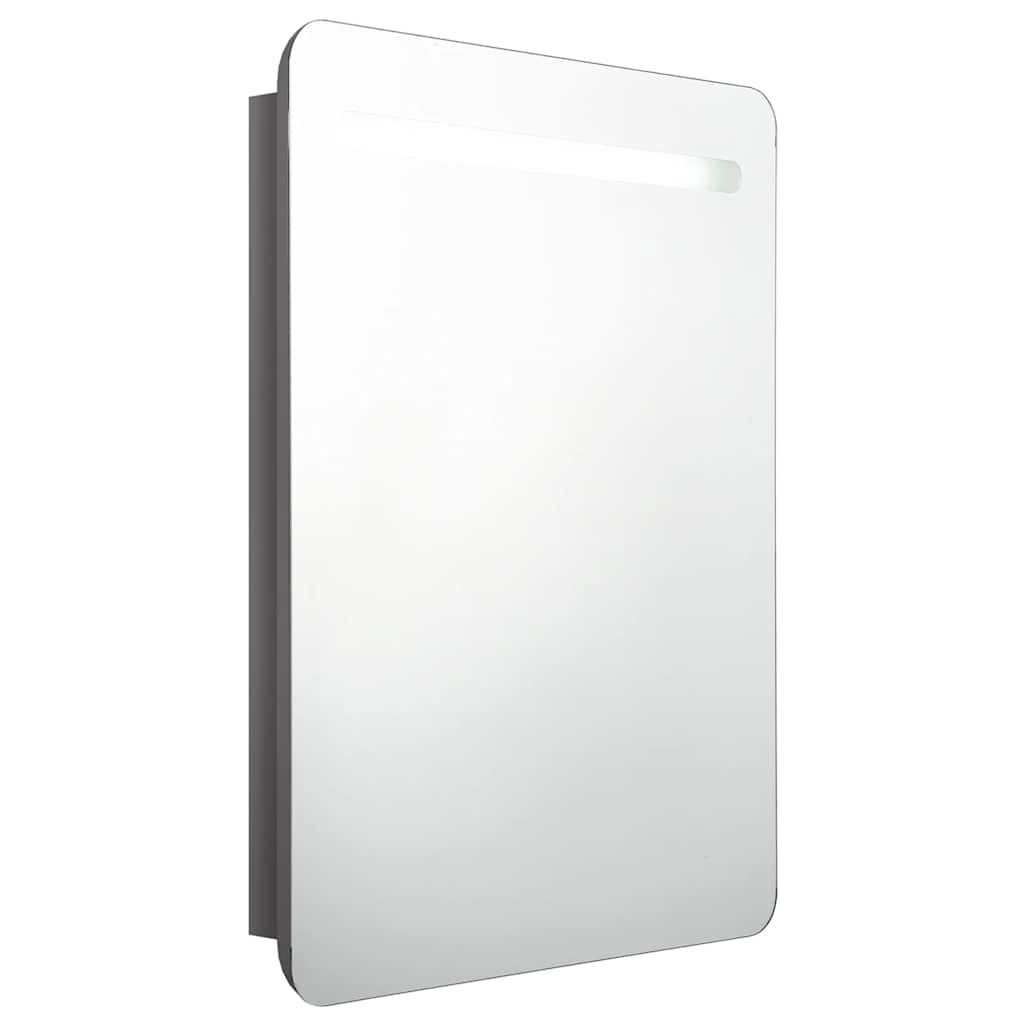 fényes szürke LED-es tükrös fürdőszobaszekrény 60 x 11 x 80 cm