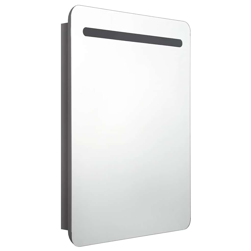 fényes szürke LED-es tükrös fürdőszobaszekrény 60 x 11 x 80 cm