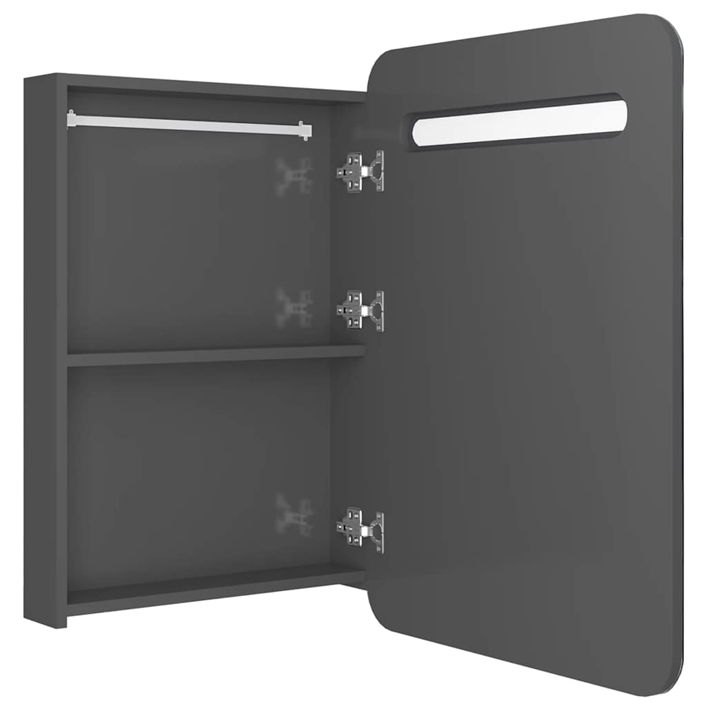 fényes szürke LED-es tükrös fürdőszobaszekrény 60 x 11 x 80 cm