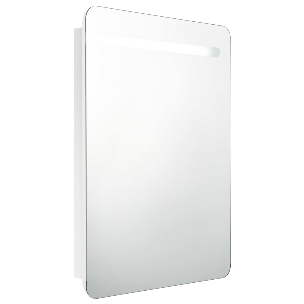 fényes fehér LED-es tükrös fürdőszobaszekrény 60 x 11 x 80 cm