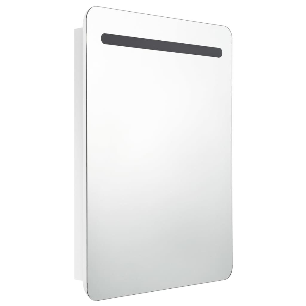 fényes fehér LED-es tükrös fürdőszobaszekrény 60 x 11 x 80 cm