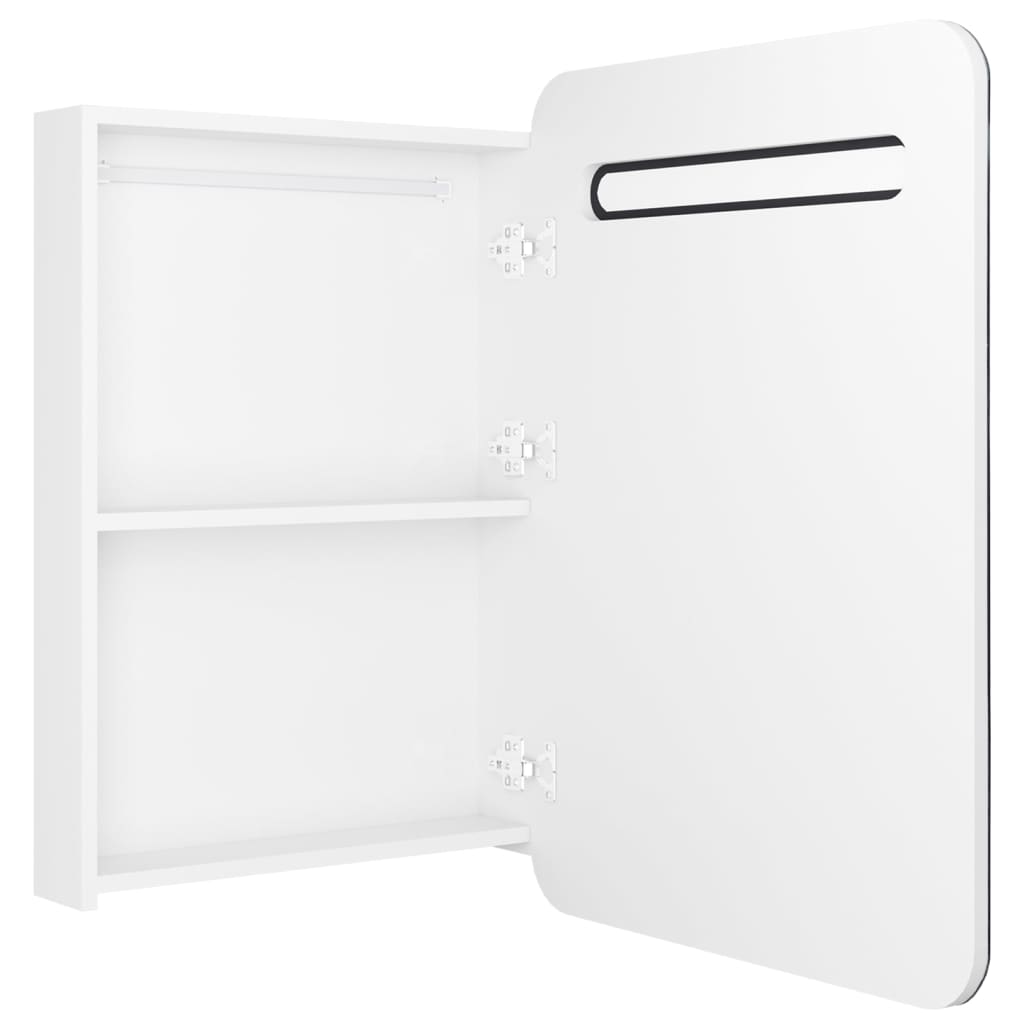 fényes fehér LED-es tükrös fürdőszobaszekrény 60 x 11 x 80 cm
