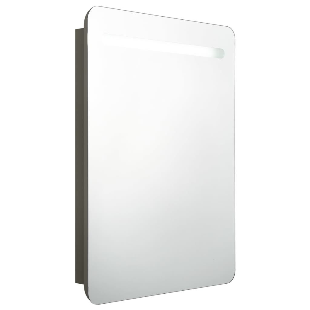antracitszürke LED-es tükrös fürdőszobaszekrény 60x11x80 cm