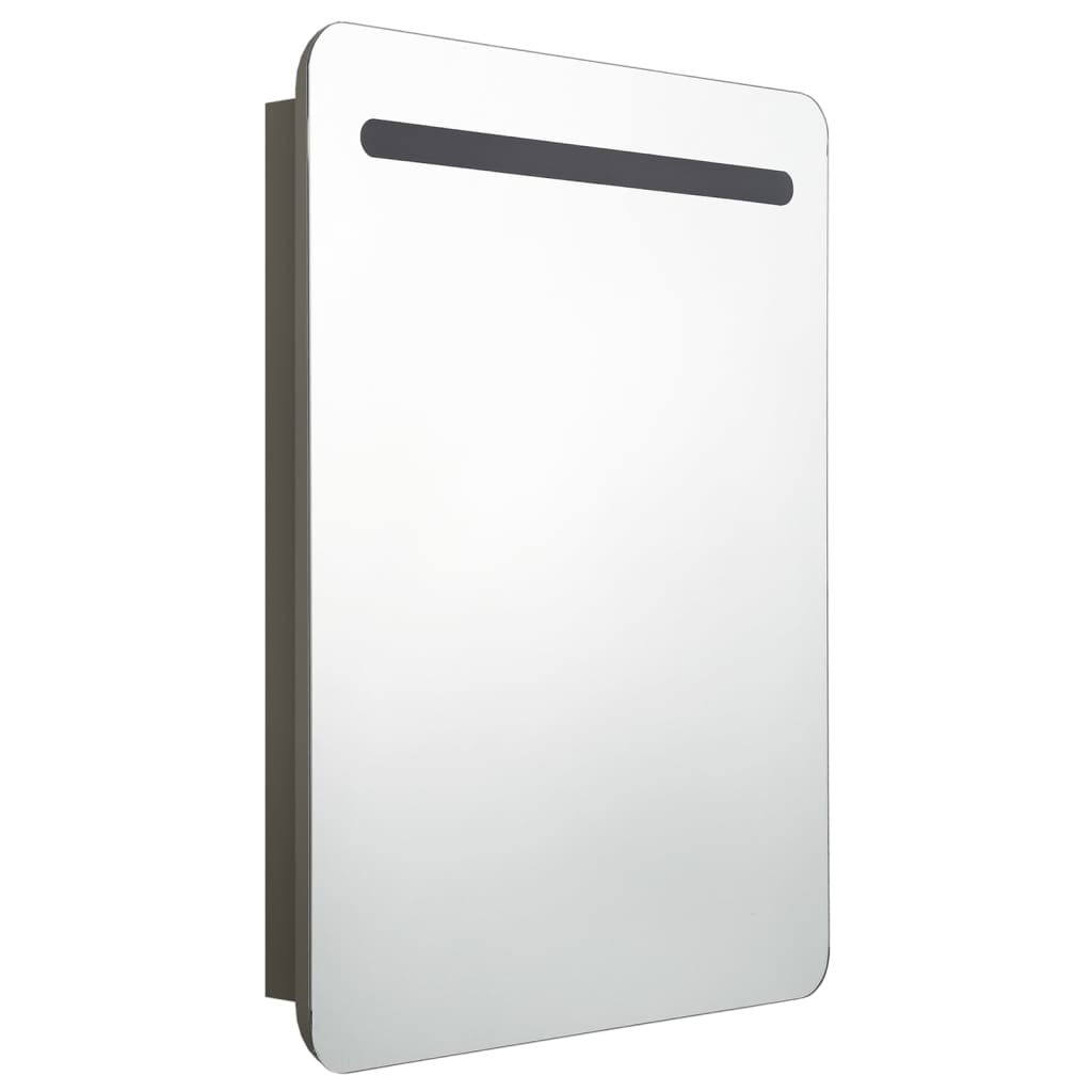 antracitszürke LED-es tükrös fürdőszobaszekrény 60x11x80 cm