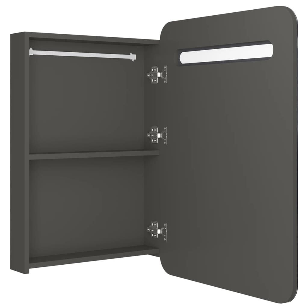 antracitszürke LED-es tükrös fürdőszobaszekrény 60x11x80 cm