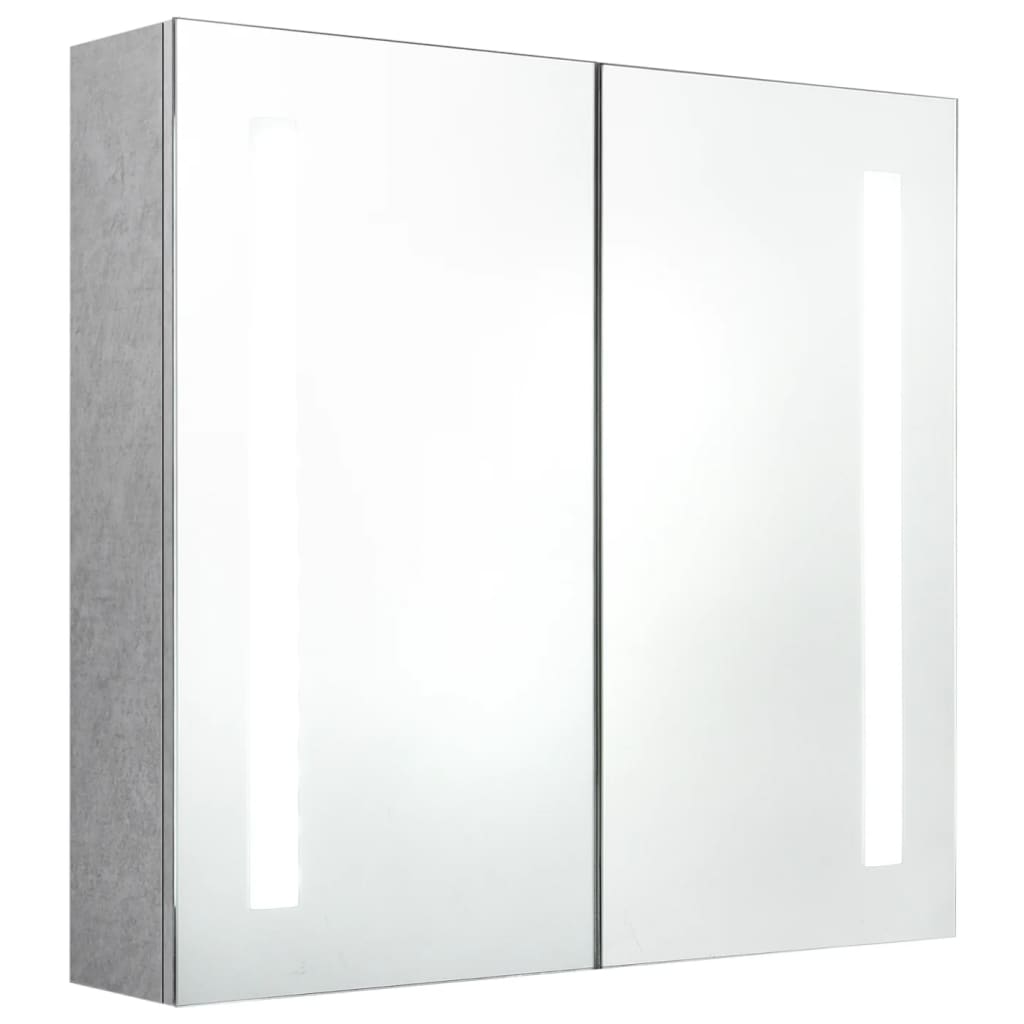 betonszürke LED-es tükrös fürdőszobaszekrény 62 x 14 x 60 cm