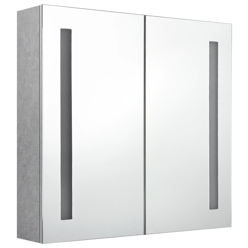 betonszürke LED-es tükrös fürdőszobaszekrény 62 x 14 x 60 cm