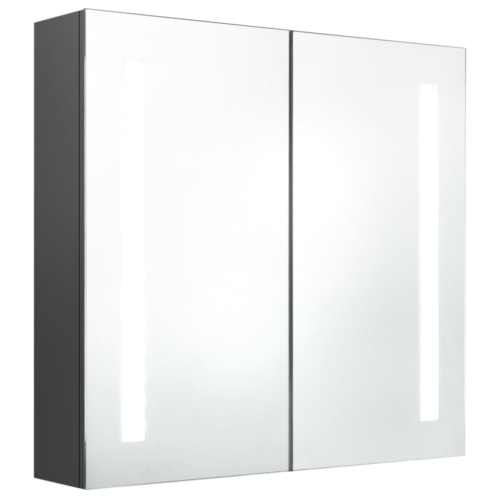 betonszürke LED-es tükrös fürdőszobaszekrény 62 x 14 x 60 cm
