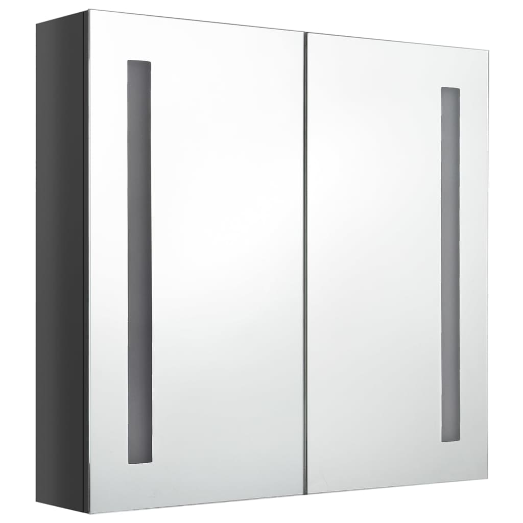 betonszürke LED-es tükrös fürdőszobaszekrény 62 x 14 x 60 cm