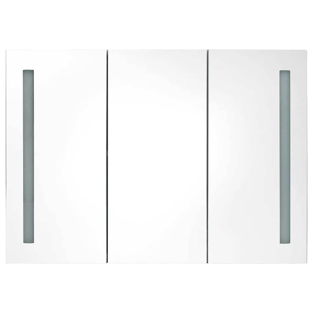 fényes fehér fürdőszobaszekrény LED világítással 89x14x62 cm