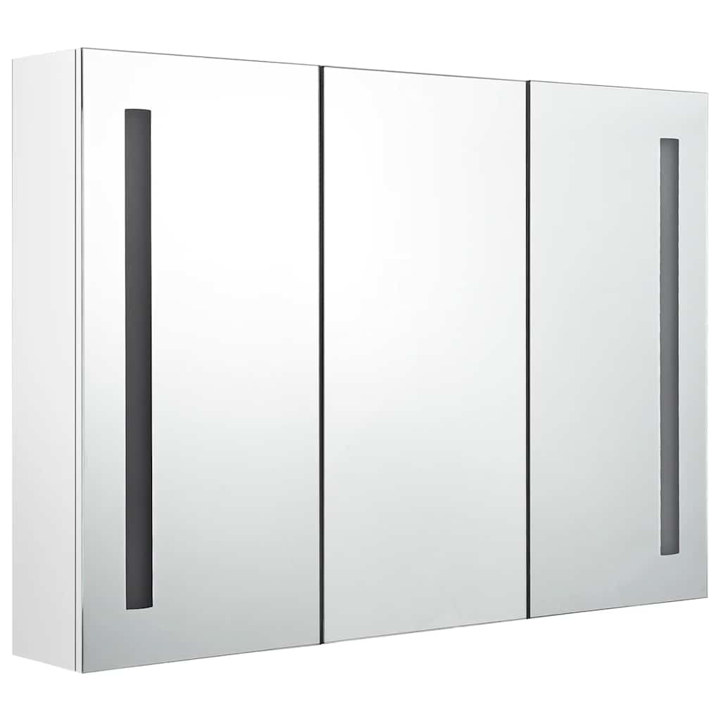 fényes fehér fürdőszobaszekrény LED világítással 89x14x62 cm