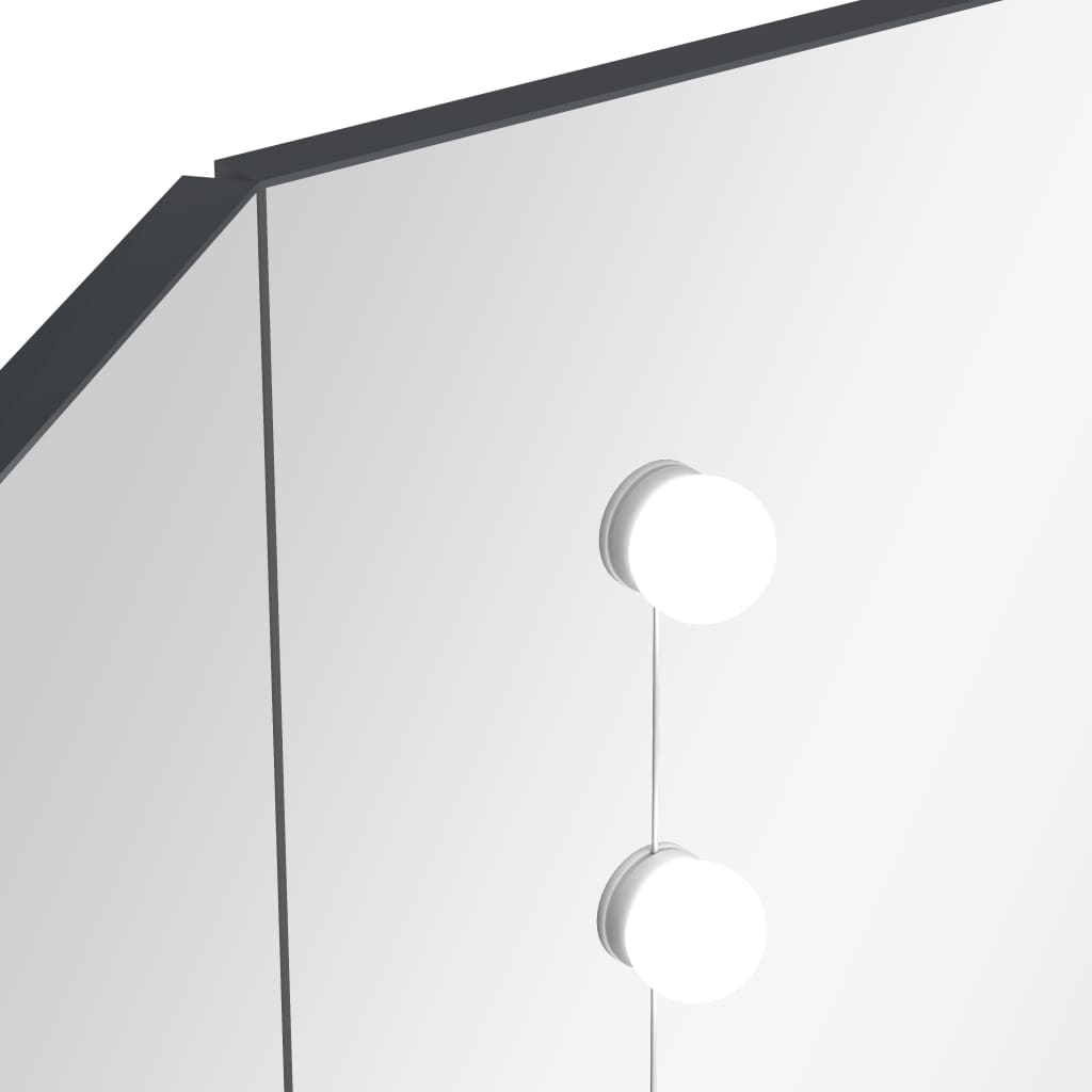 szürke sarok fésülködőasztal LED világítással 111x54x141,5 cm