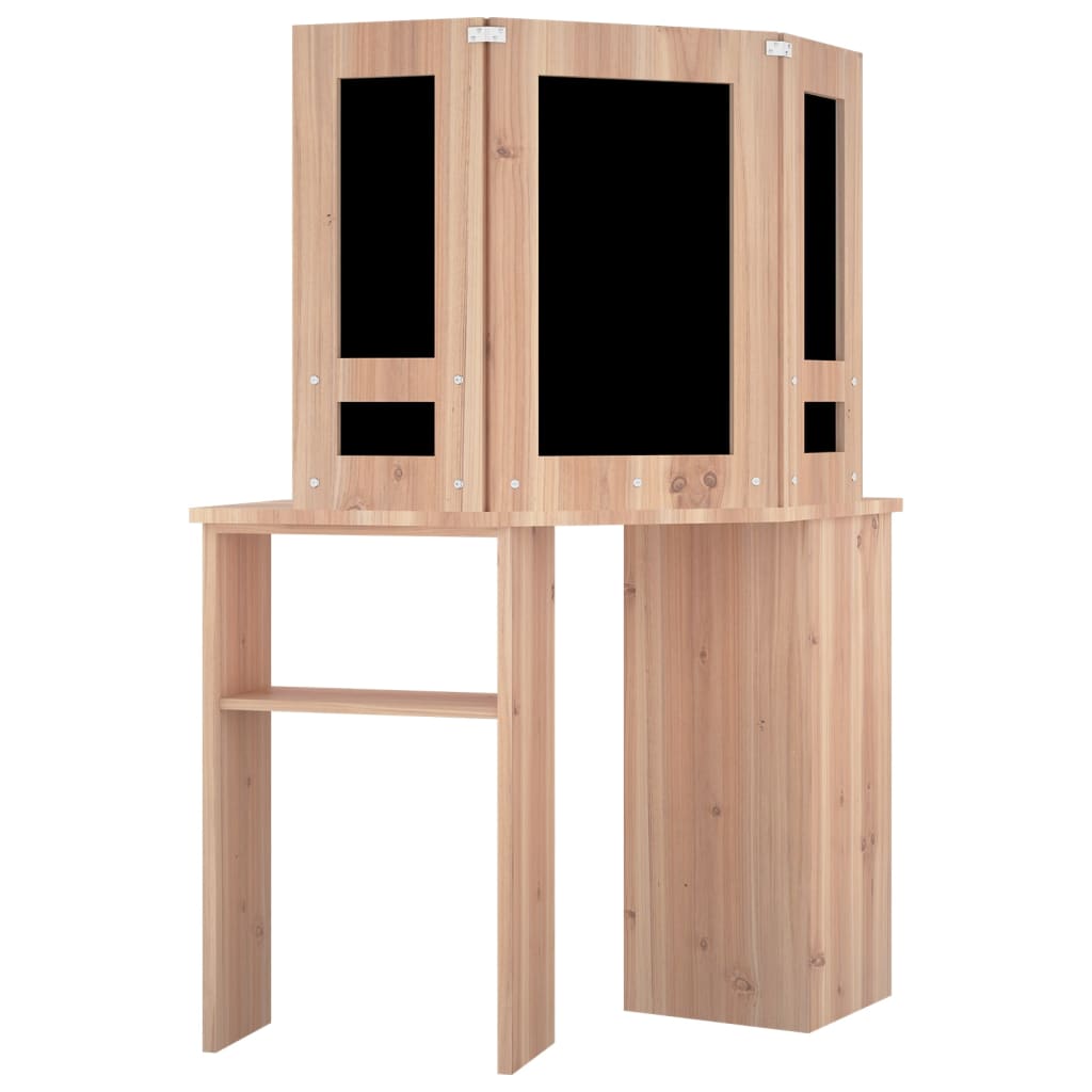 fekete sarok-fésülködőasztal LED-világítással 111x54x141,5 cm