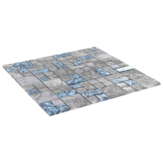 Mozaik csempe 22 pcs Szürke és Kék 50 x 50 cm Üveg