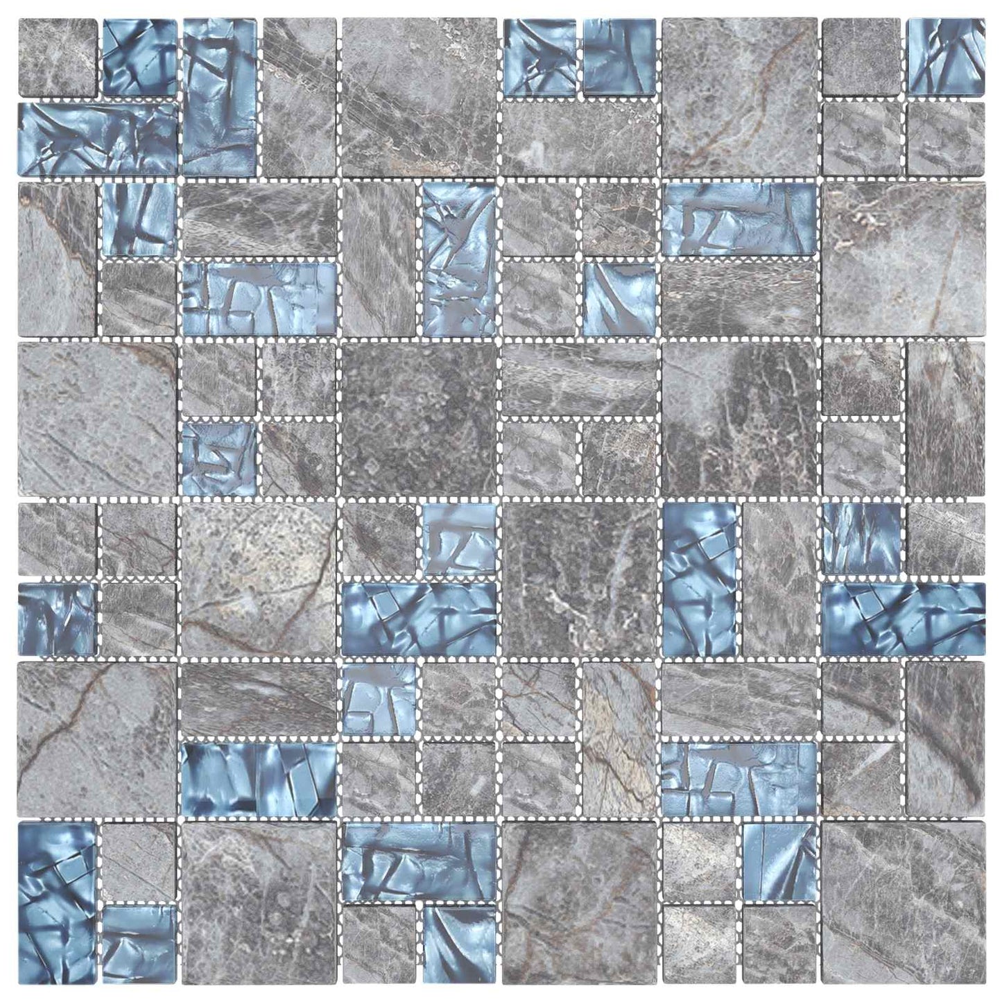 Mozaik csempe 22 pcs Szürke és Kék 50 x 50 cm Üveg