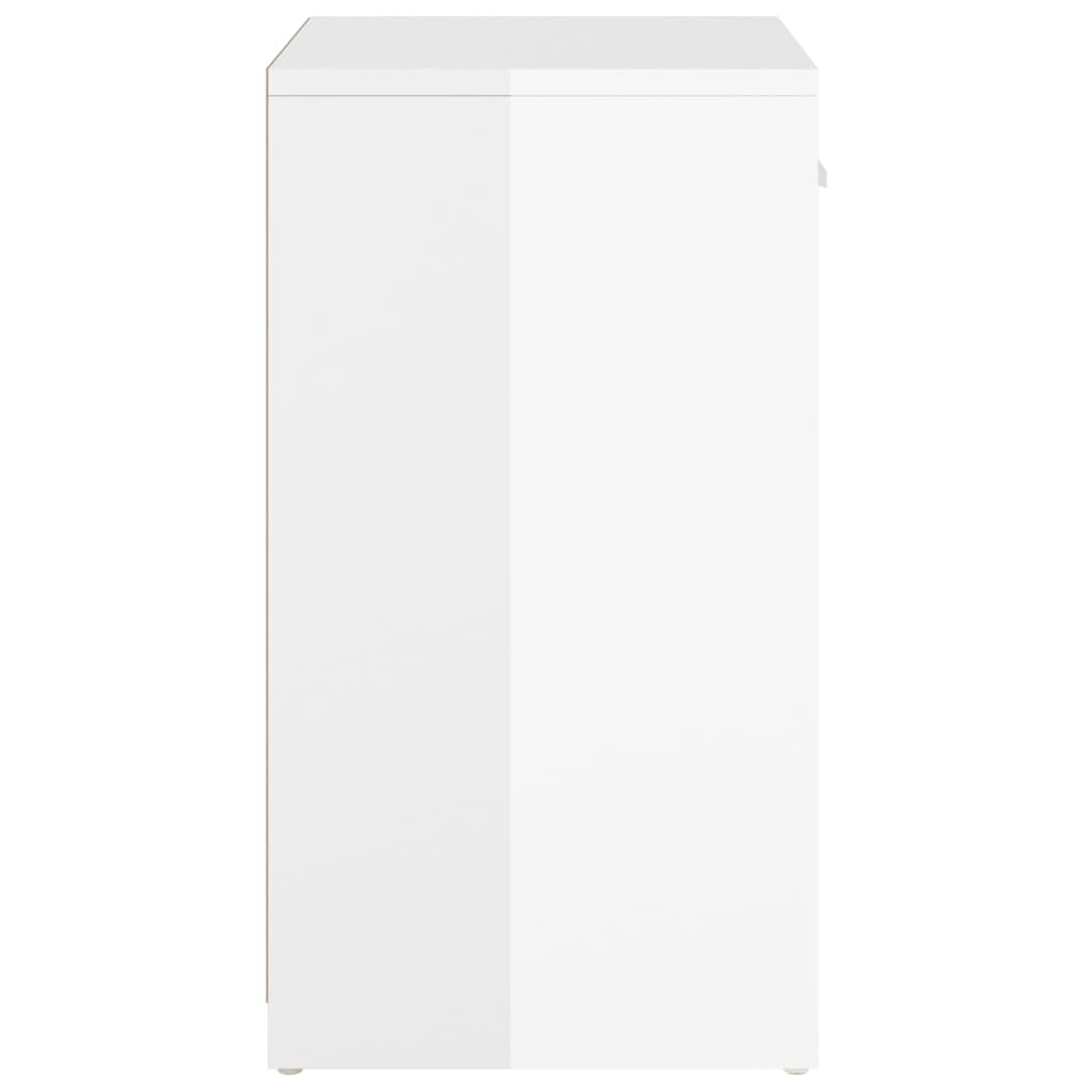 magasfényű fehér szerelt fa cipőtároló pad 94,5 x 31 x 57 cm