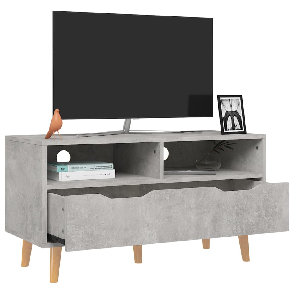 betonszürke szerelt fa TV-szekrény 90 x 40 x 48,5 cm
