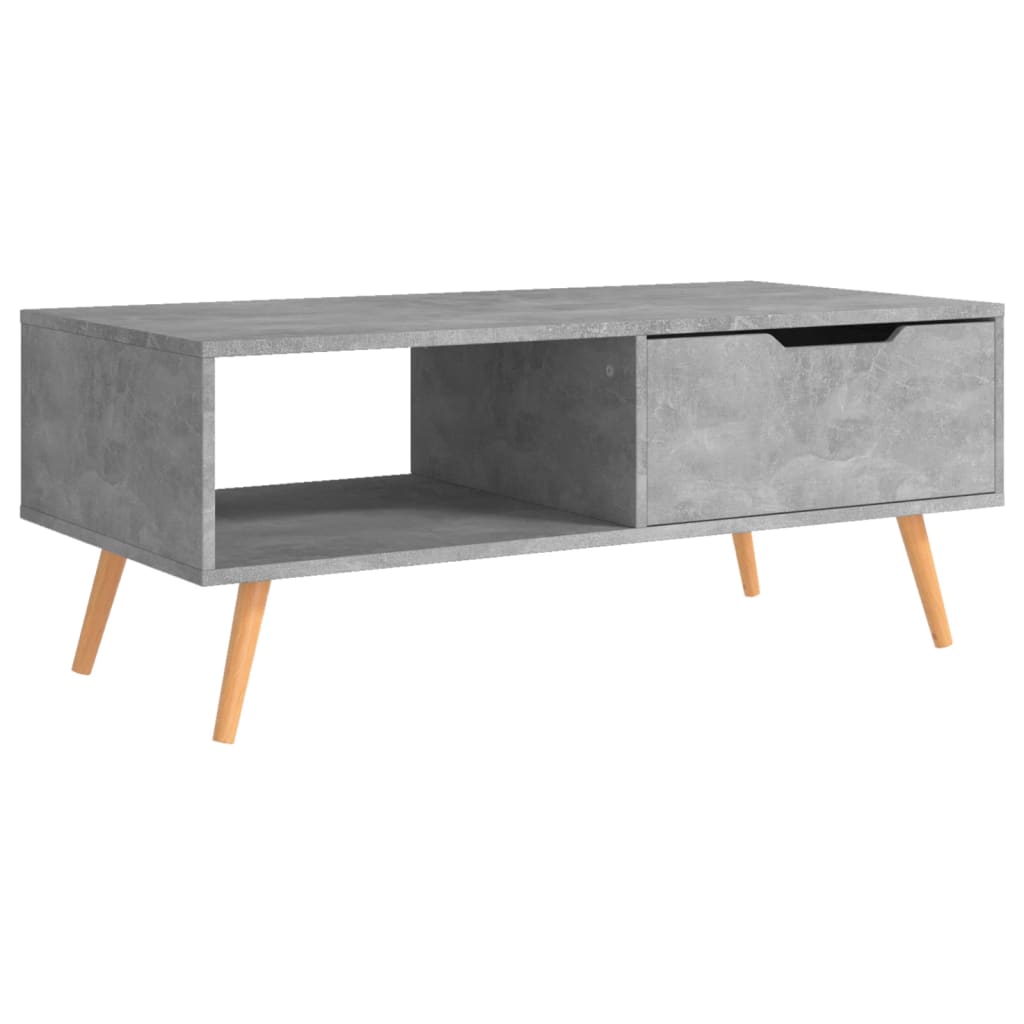 betonszürke szerelt fa dohányzóasztal 100 x 49,5 x 43 cm