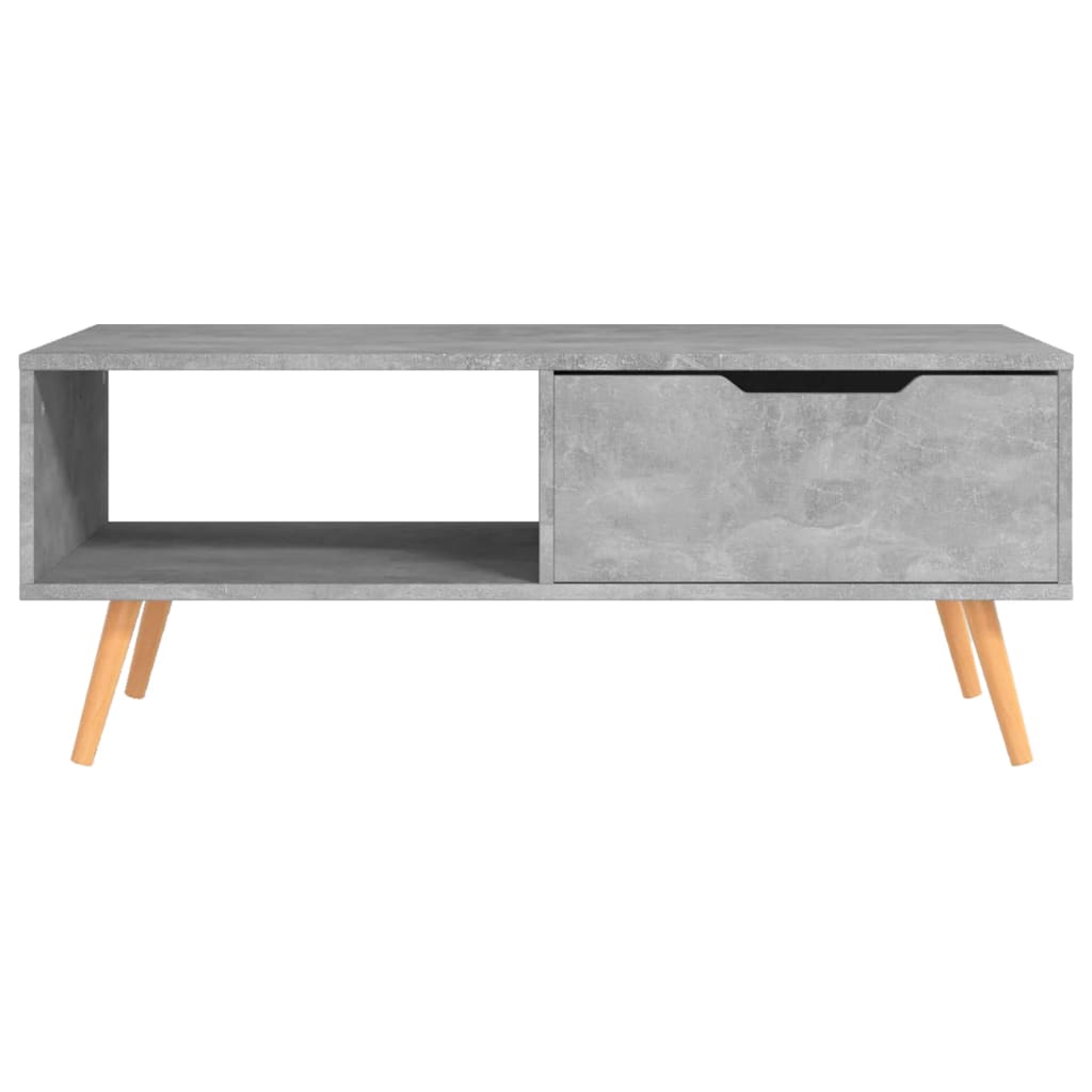 betonszürke szerelt fa dohányzóasztal 100 x 49,5 x 43 cm