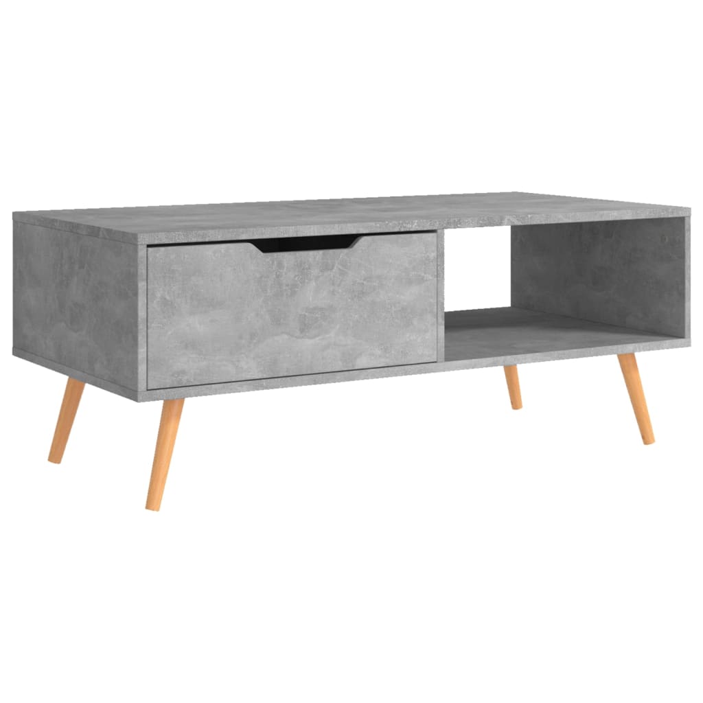 betonszürke szerelt fa dohányzóasztal 100 x 49,5 x 43 cm