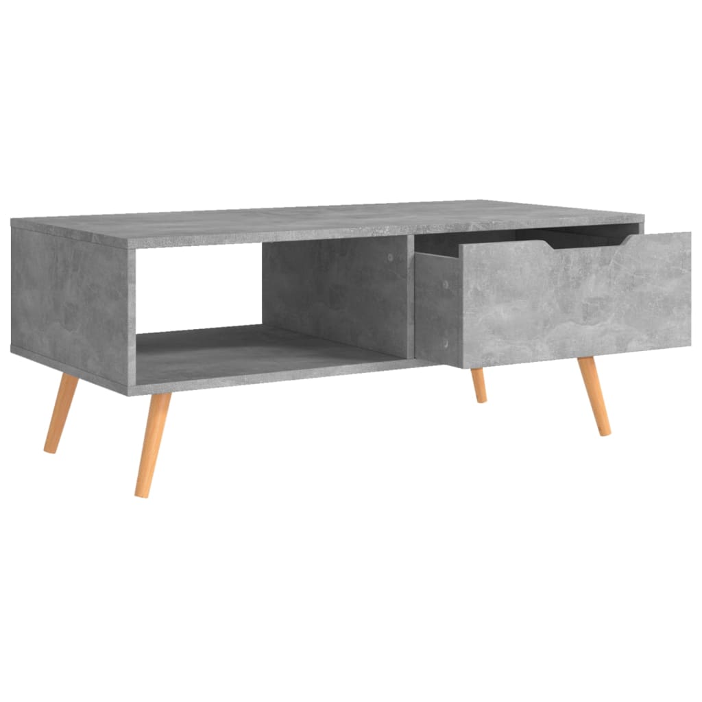 betonszürke szerelt fa dohányzóasztal 100 x 49,5 x 43 cm