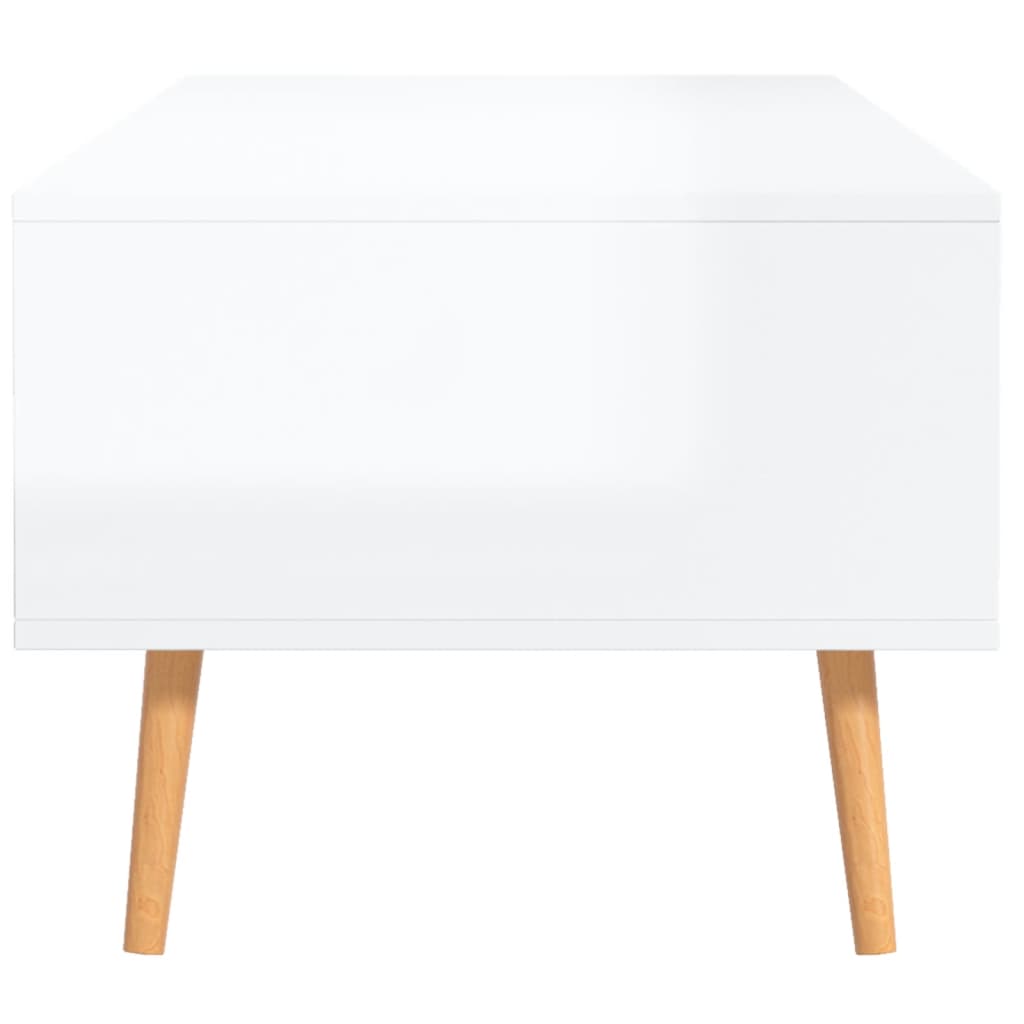 magasfényű fehér szerelt fa dohányzóasztal 100 x 49,5 x 43 cm